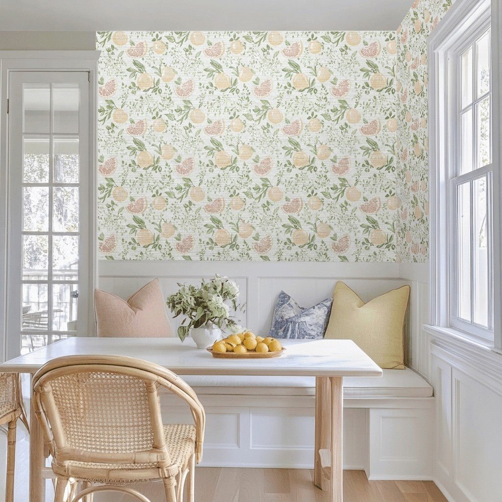 Rowan Faux Grasscloth Wallpaper - Lemon Park