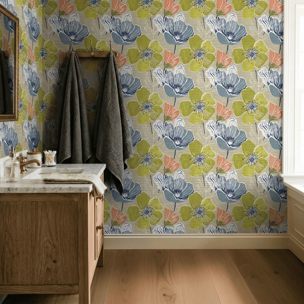Rowena Faux Grasscloth Wallpaper - Lemon Park