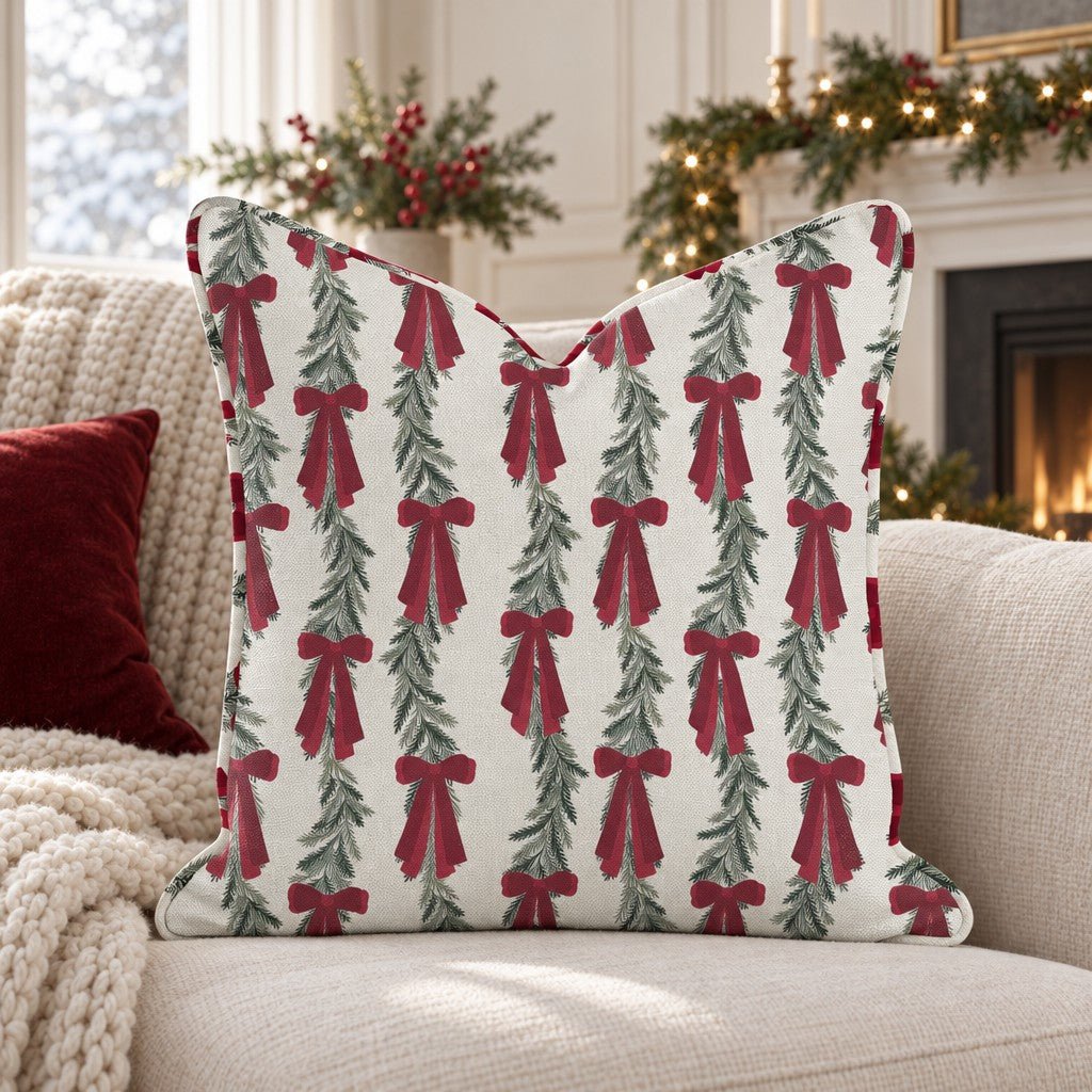 Rows of Garland and Bows Throw Pillow - Lemon Park