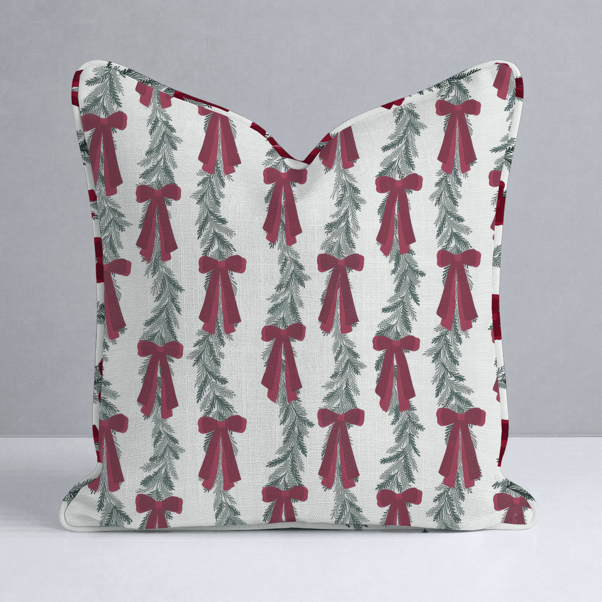 Rows of Garland and Bows Throw Pillow - Lemon Park