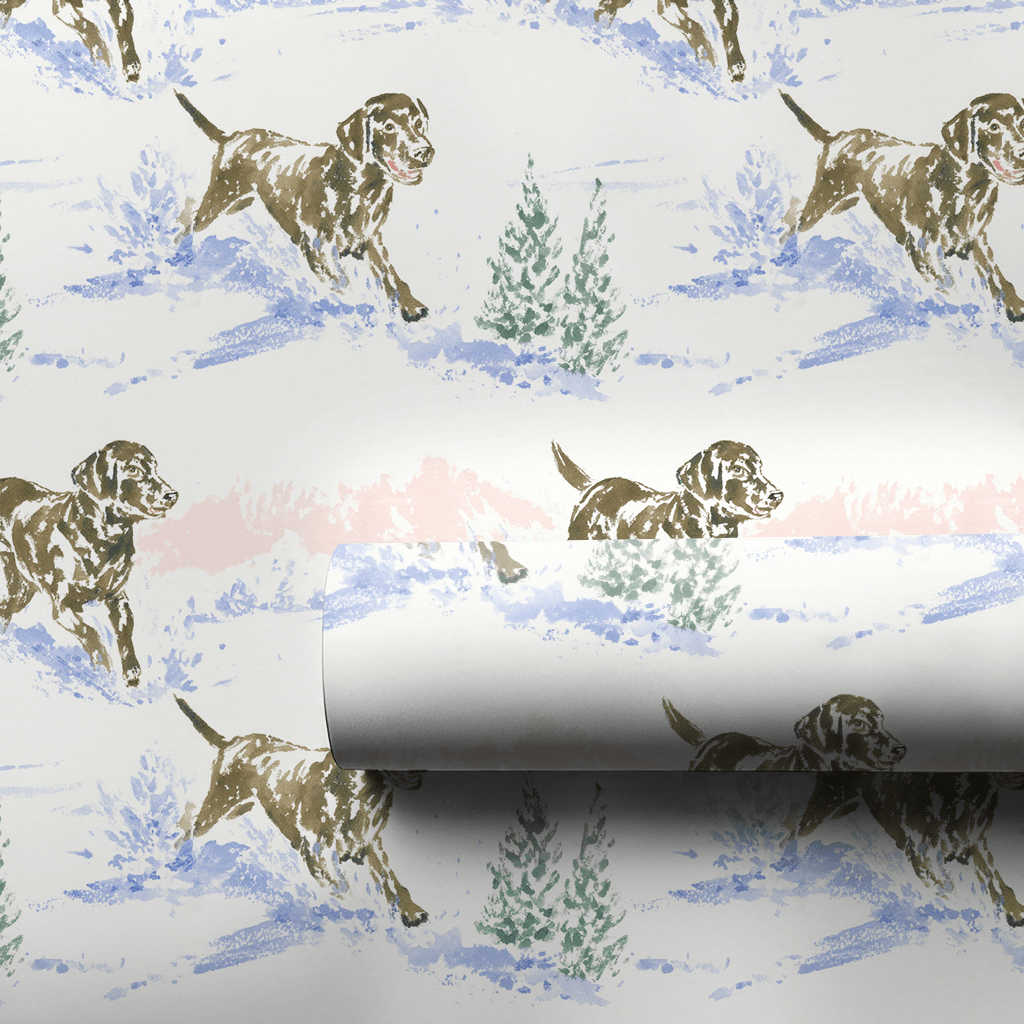 Running Chocolate Lab Puppy - Wrapping Paper - Lemon Park