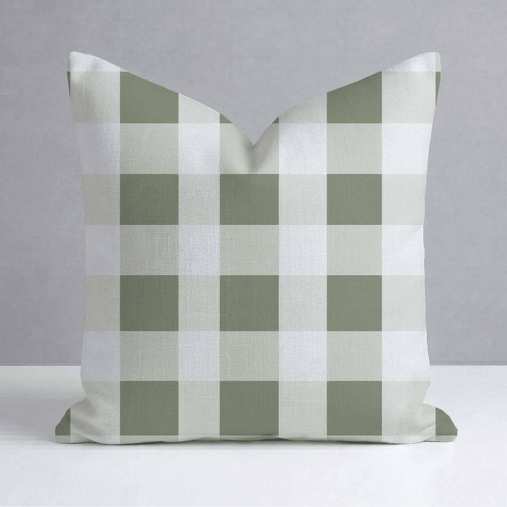 Sage Gingham Throw Pillow - Lemon Park