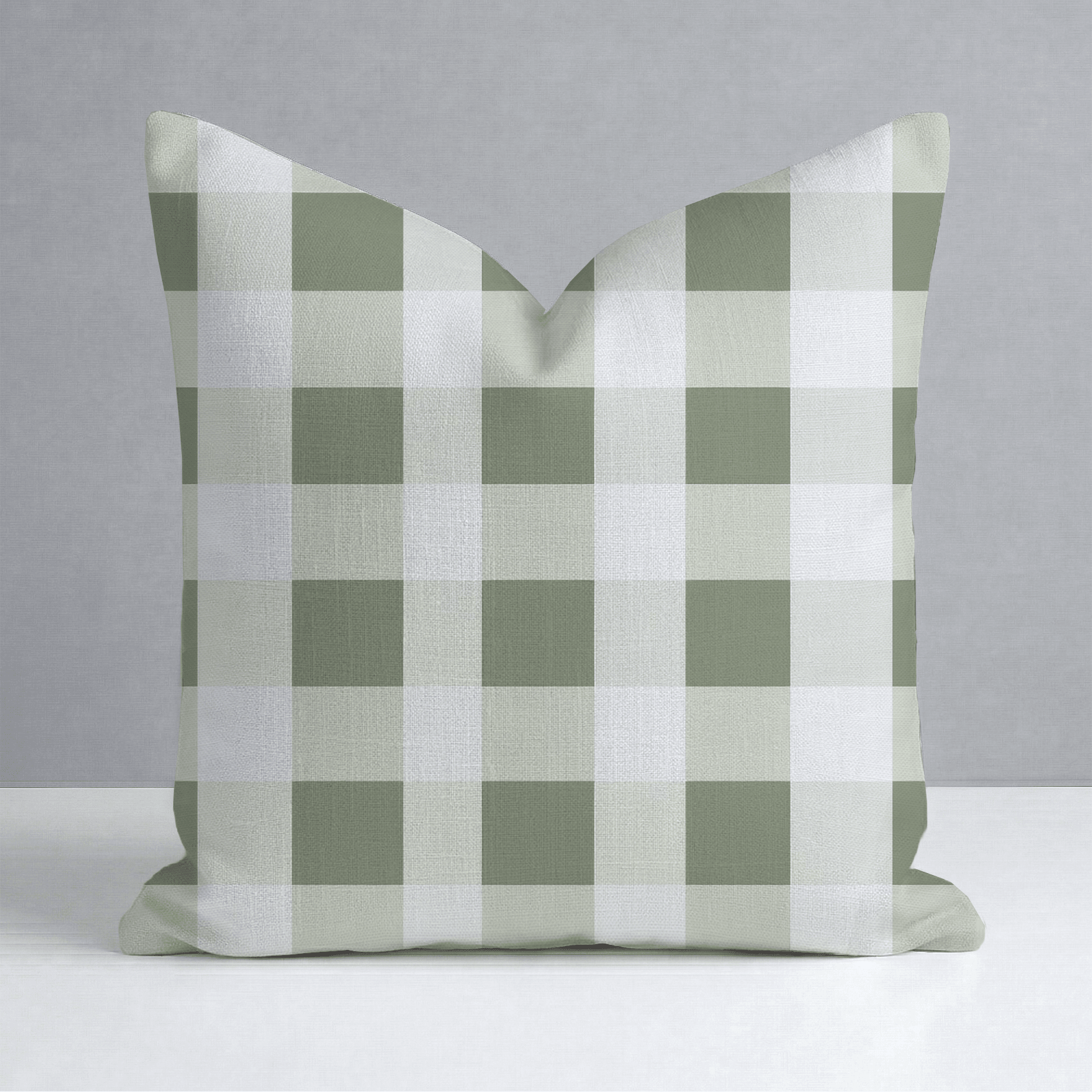 Sage Gingham Throw Pillow - Lemon Park