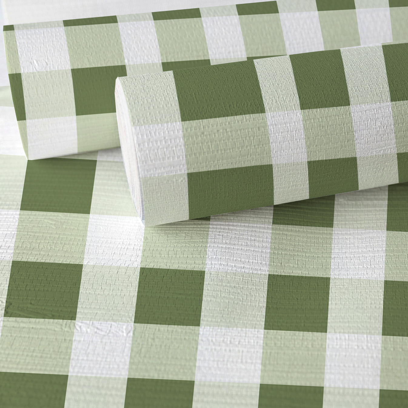 Sage Gingham Faux Grasscloth Wallpaper