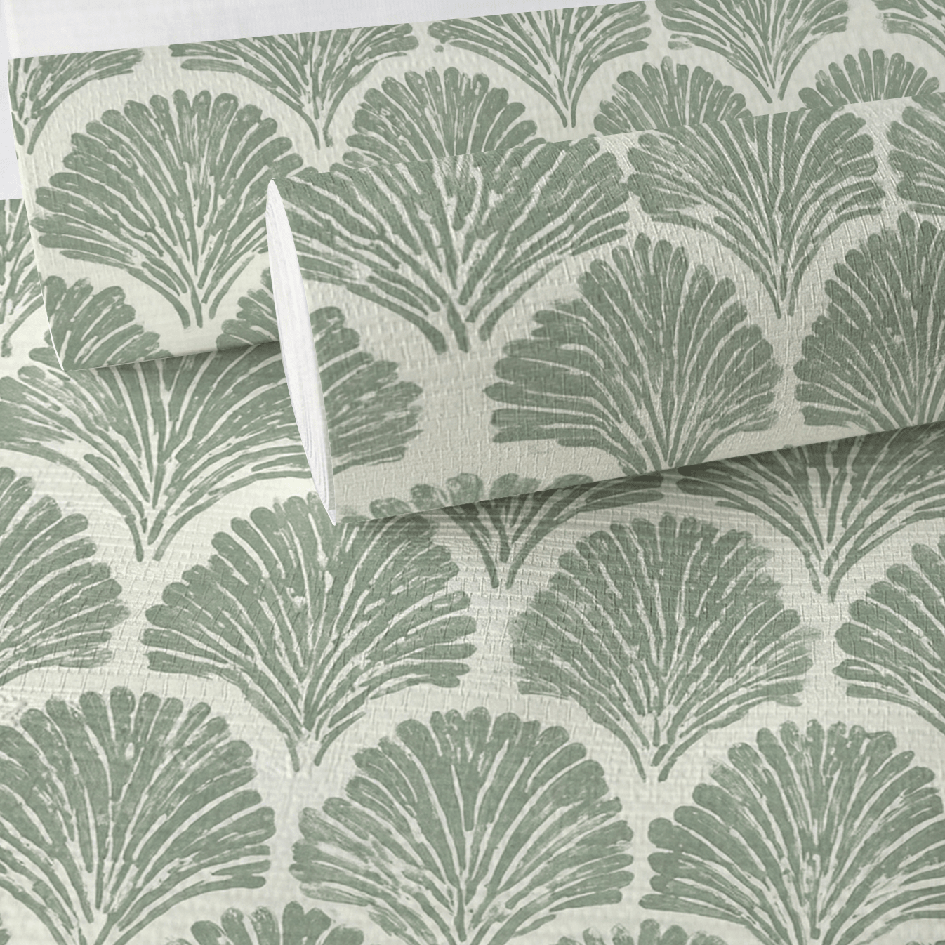 Sage Shell Faux Grasscloth Wallpaper - Lemon Park