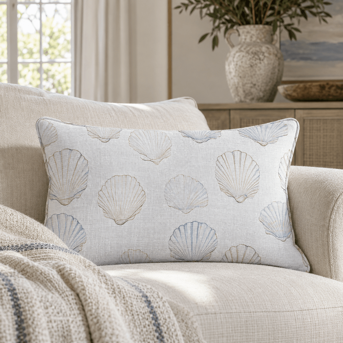 Sally's Sea Shells Throw Pillow - Lemon Park