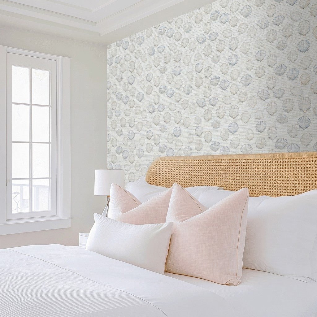 Sally's Sea Shells Faux Grasscloth Wallpaper - Lemon Park
