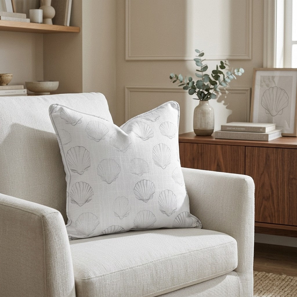 Sally's Sea Shells Throw Pillow - Lemon Park
