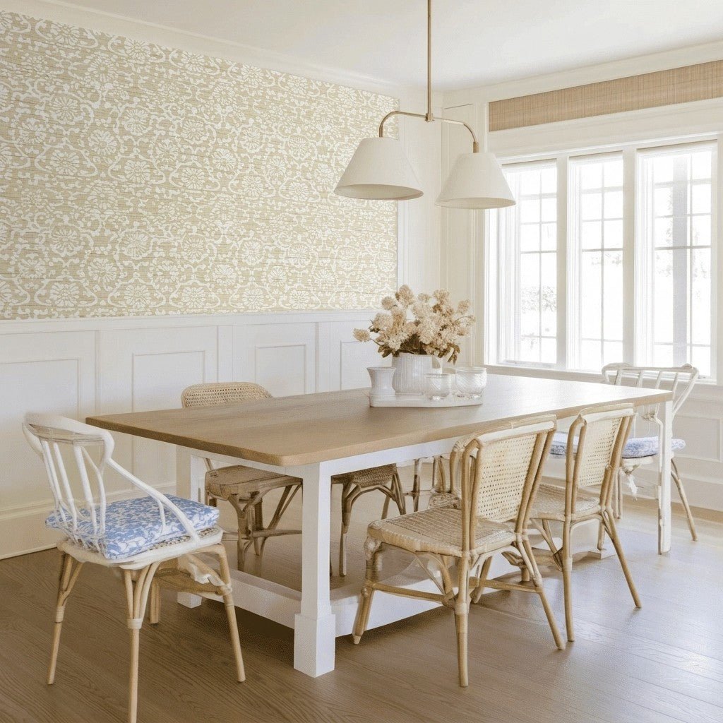 Sandy Faux Grasscloth Wallpaper - Lemon Park