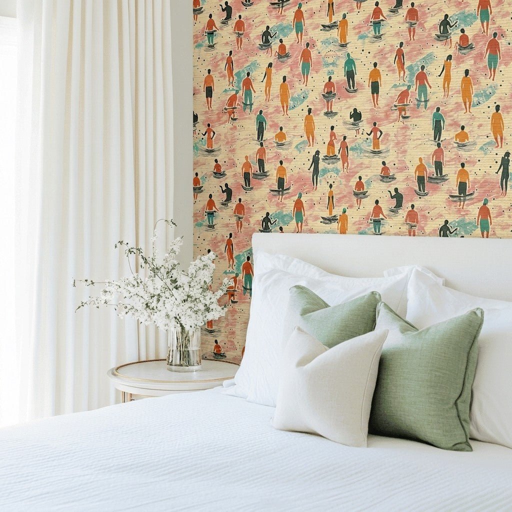 Sandy Shores Gathering Faux Grasscloth Wallpaper - Lemon Park