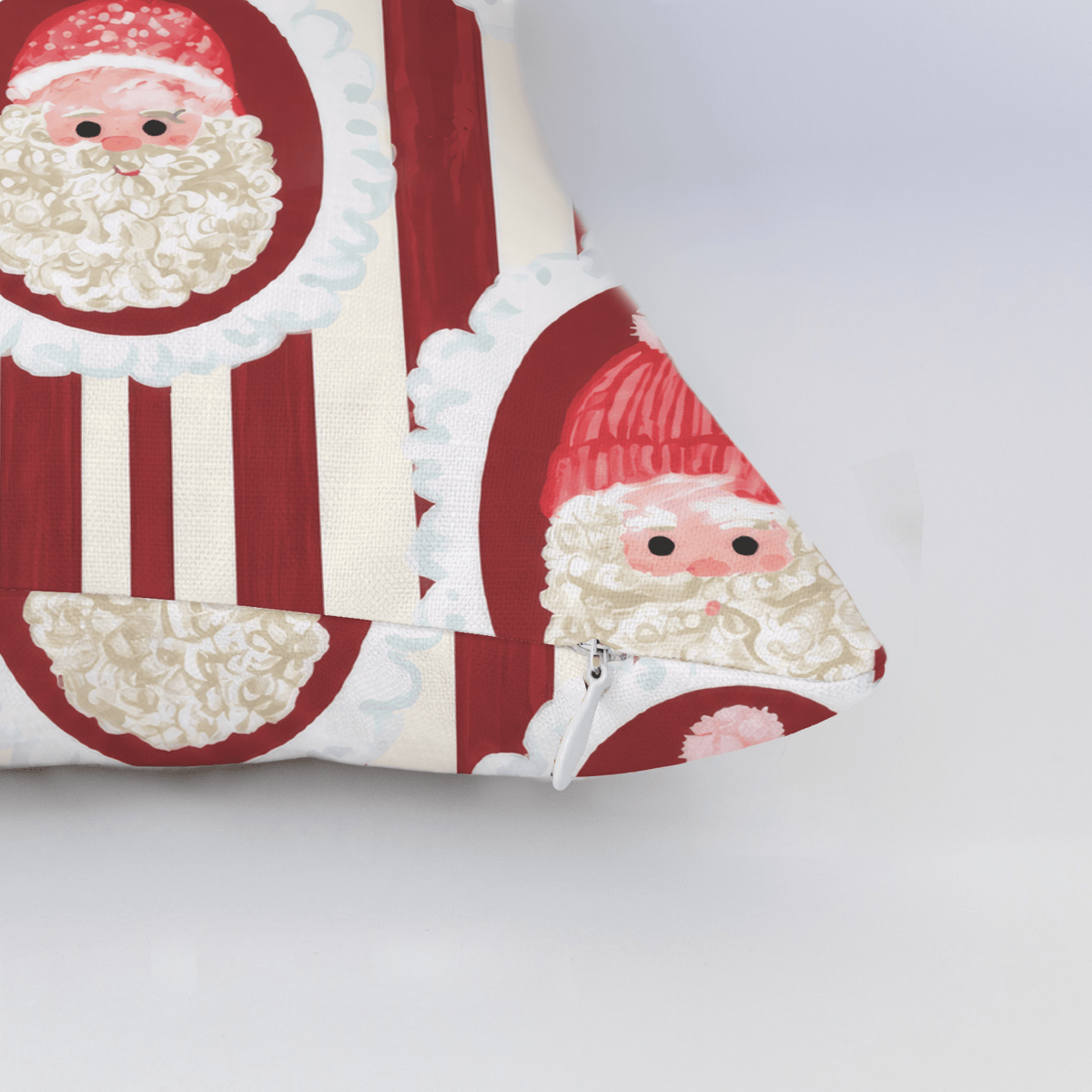 Santa Cameo Stripe Cranberry Throw Pillow - Lemon Park