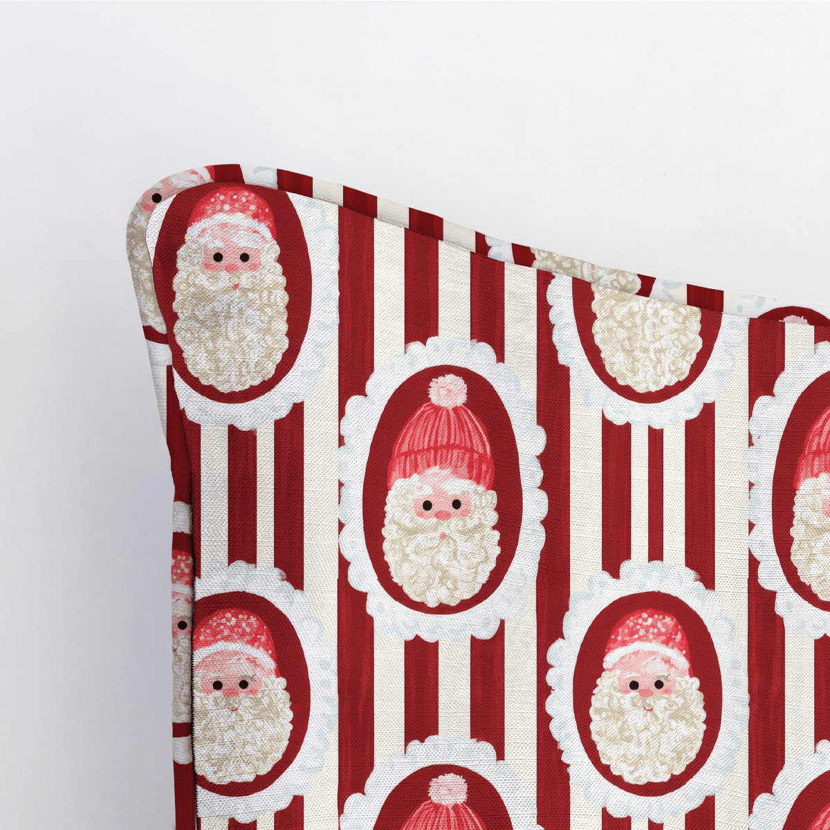 Santa Cameo Stripe Cranberry Throw Pillow - Lemon Park
