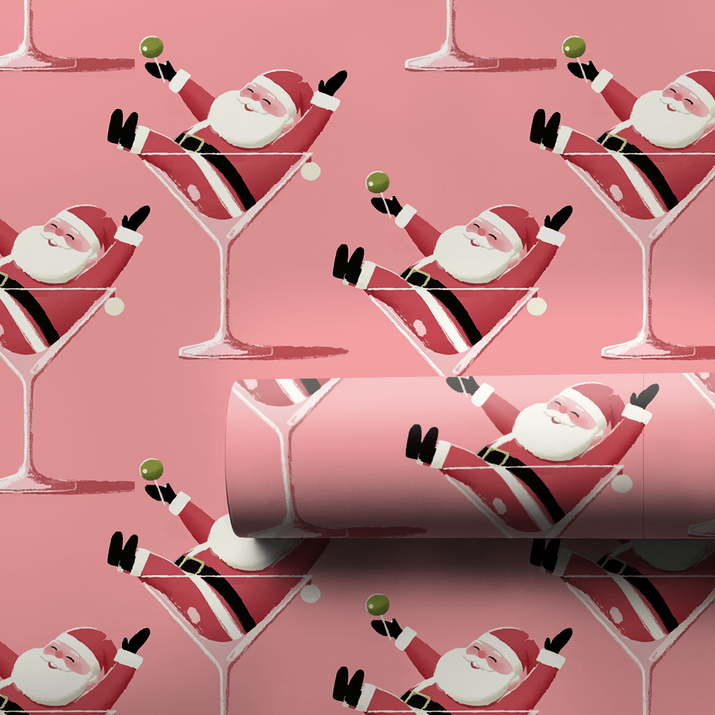 Santa - tini - Wrapping Paper - Lemon Park