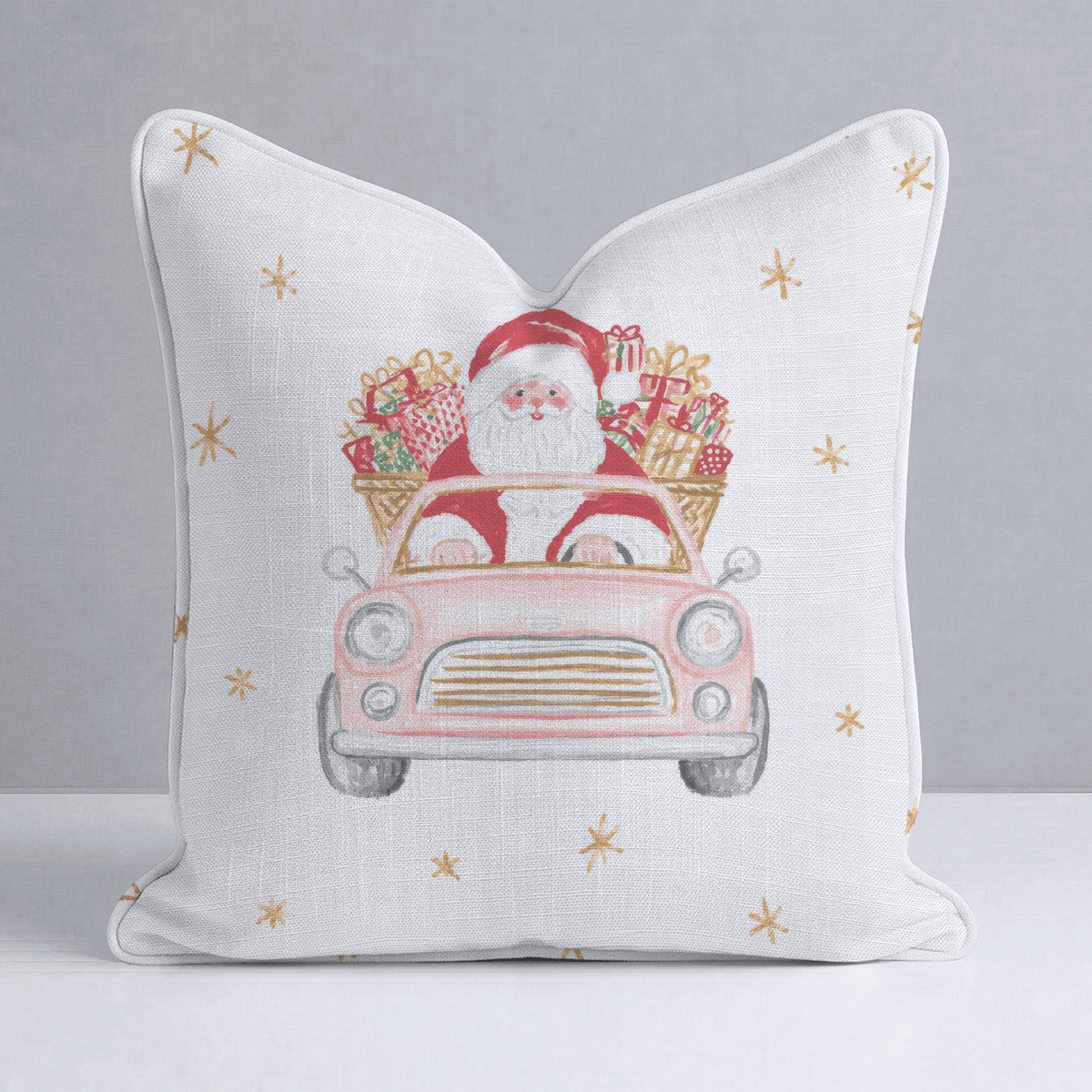 Santas Pink Joyride Throw Pillow - Lemon Park