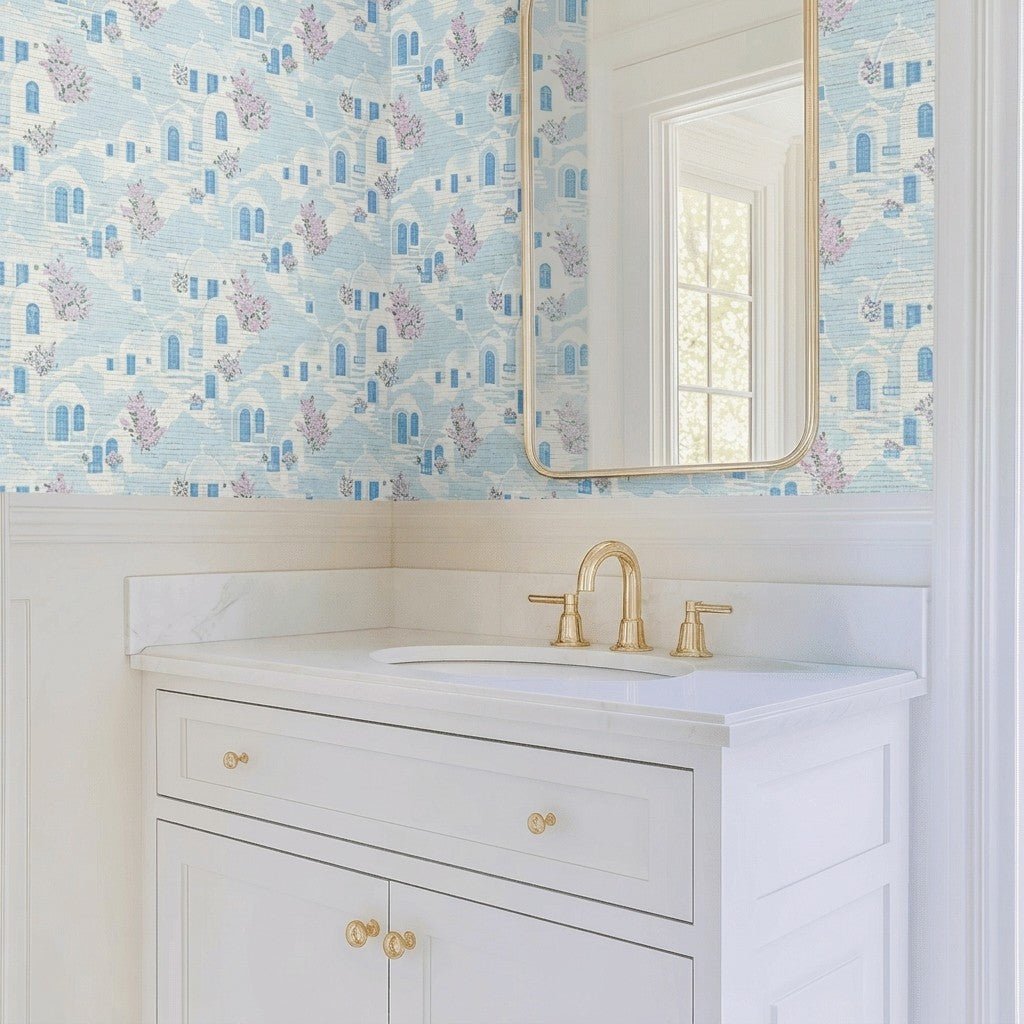 Santorini Sunset Faux Grasscloth Wallpaper - Lemon Park