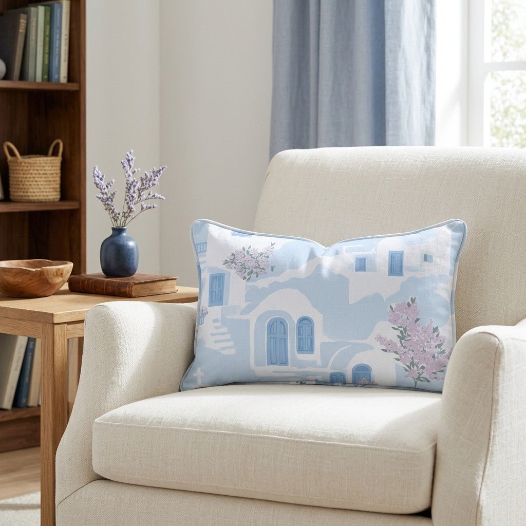 Santorini Sunset Throw Pillow - Lemon Park