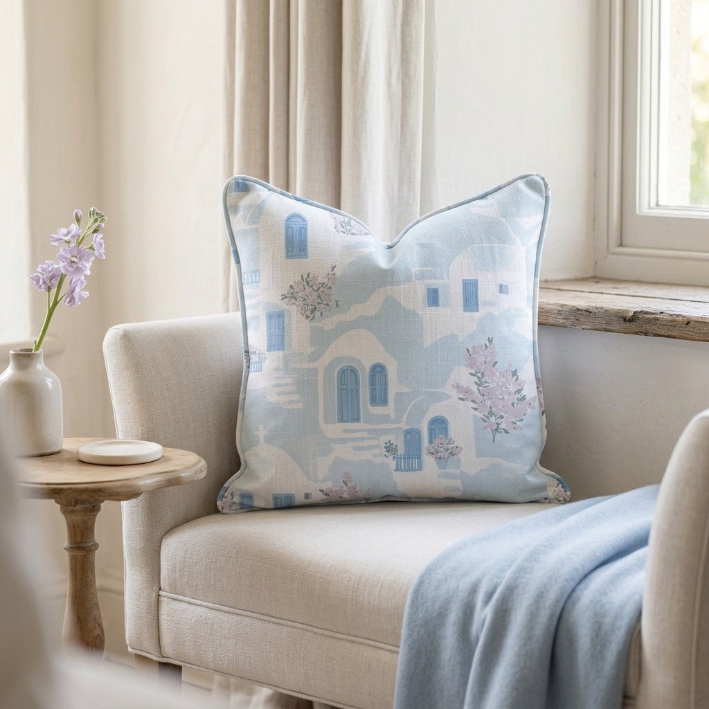 Santorini Sunset Throw Pillow - Lemon Park