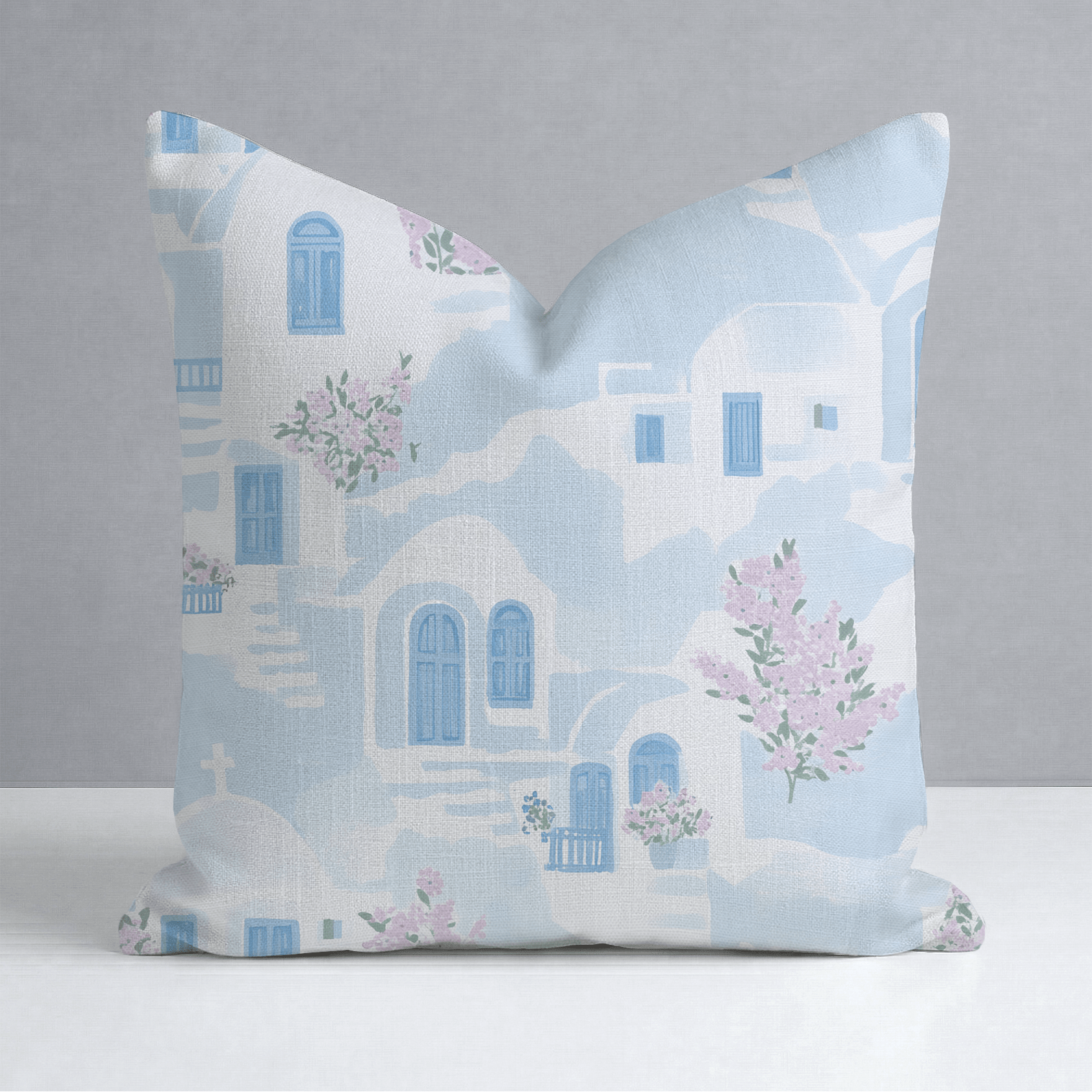 Santorini Sunset Throw Pillow - Lemon Park