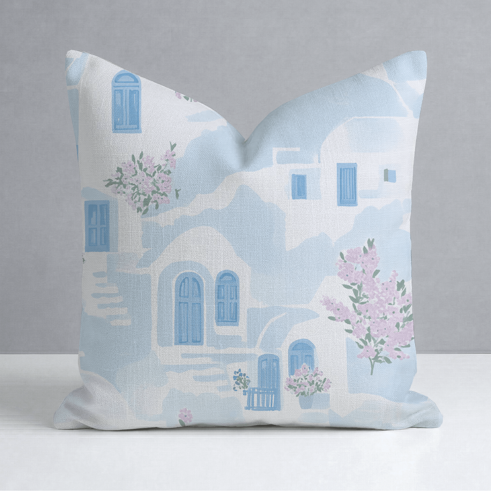 Santorini Sunset Throw Pillow - Lemon Park
