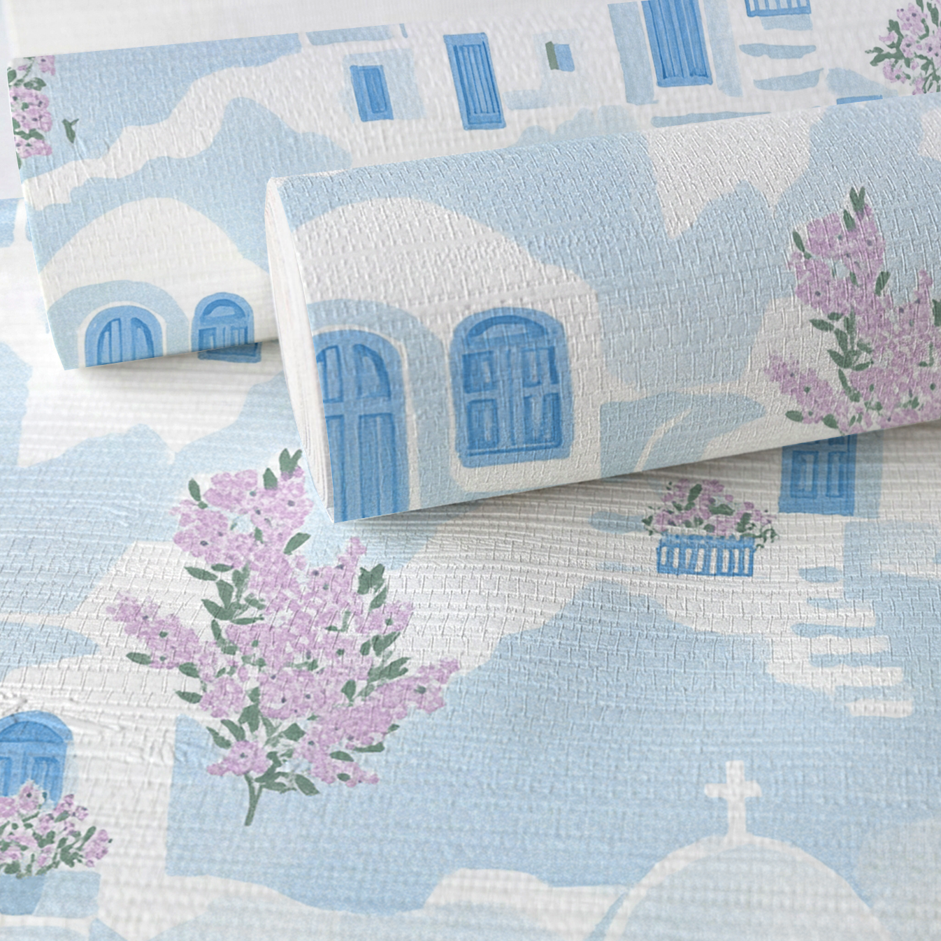 Santorini Sunset Faux Grasscloth Wallpaper