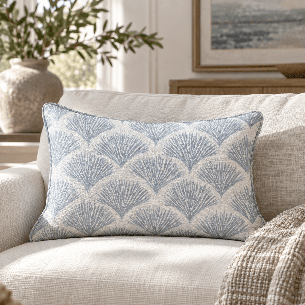 Scalloped Sky Throw Pillow - Lemon Park