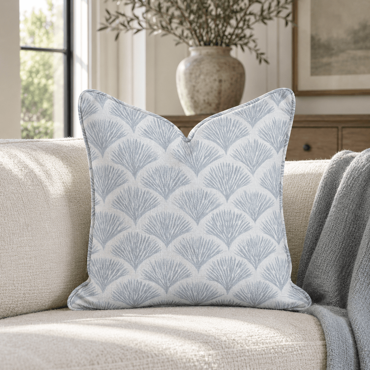 Scalloped Sky Throw Pillow - Lemon Park