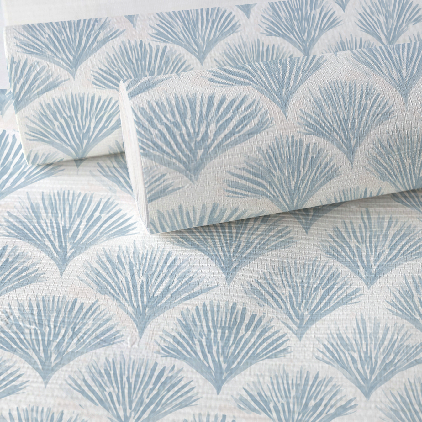 Scalloped Sky Faux Grasscloth Wallpaper