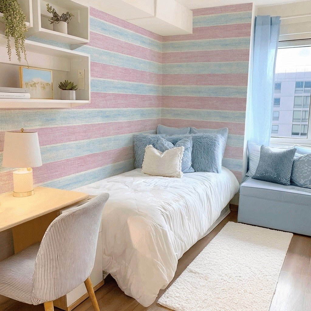 School Stripes Faux Grasscloth Wallpaper - Lemon Park
