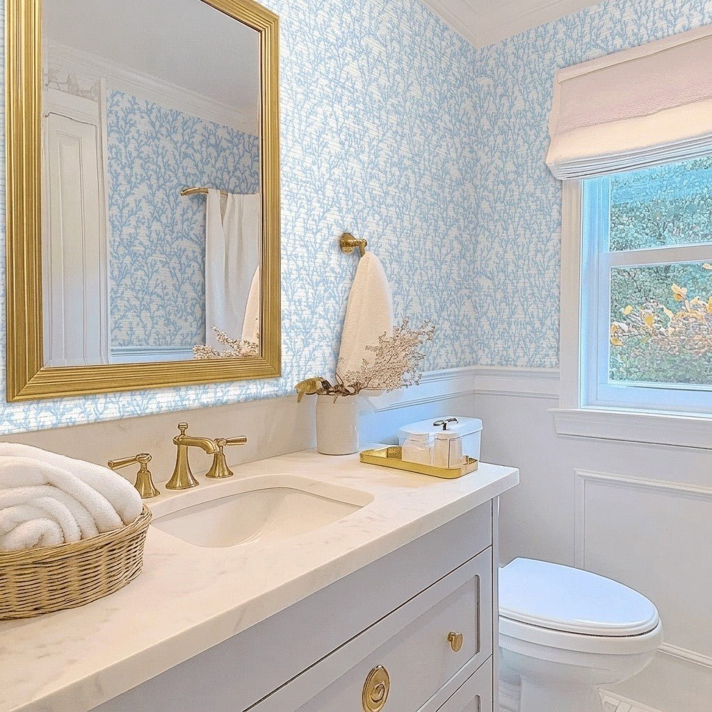 Seafoam Meadow Faux Grasscloth Wallpaper - Lemon Park