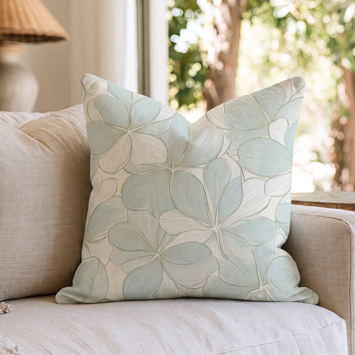 Seafoam Whispy Throw Pillow - Lemon Park