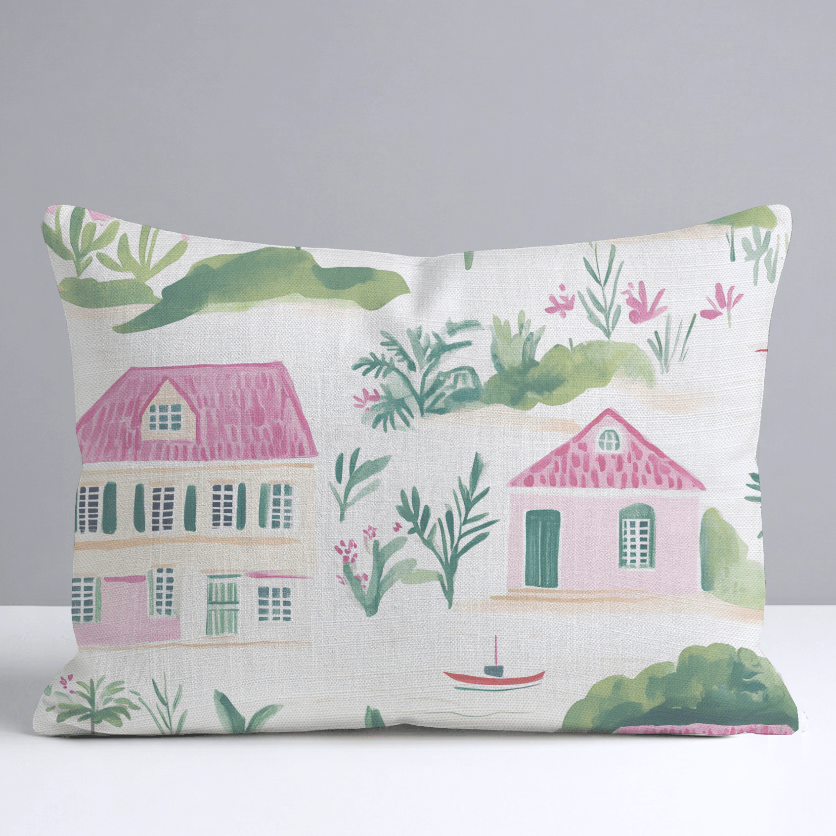 Seaside Village Throw Pillow - Lemon Park