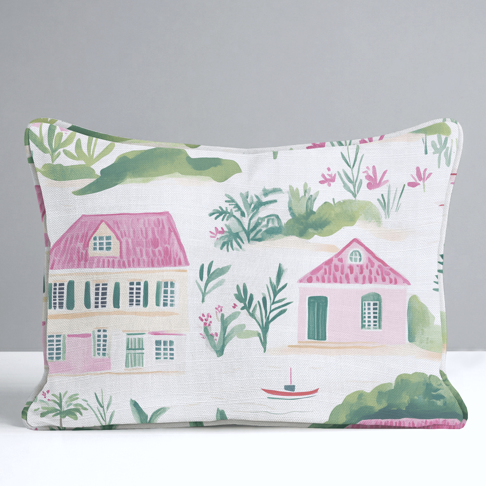 Seaside Village Throw Pillow - Lemon Park