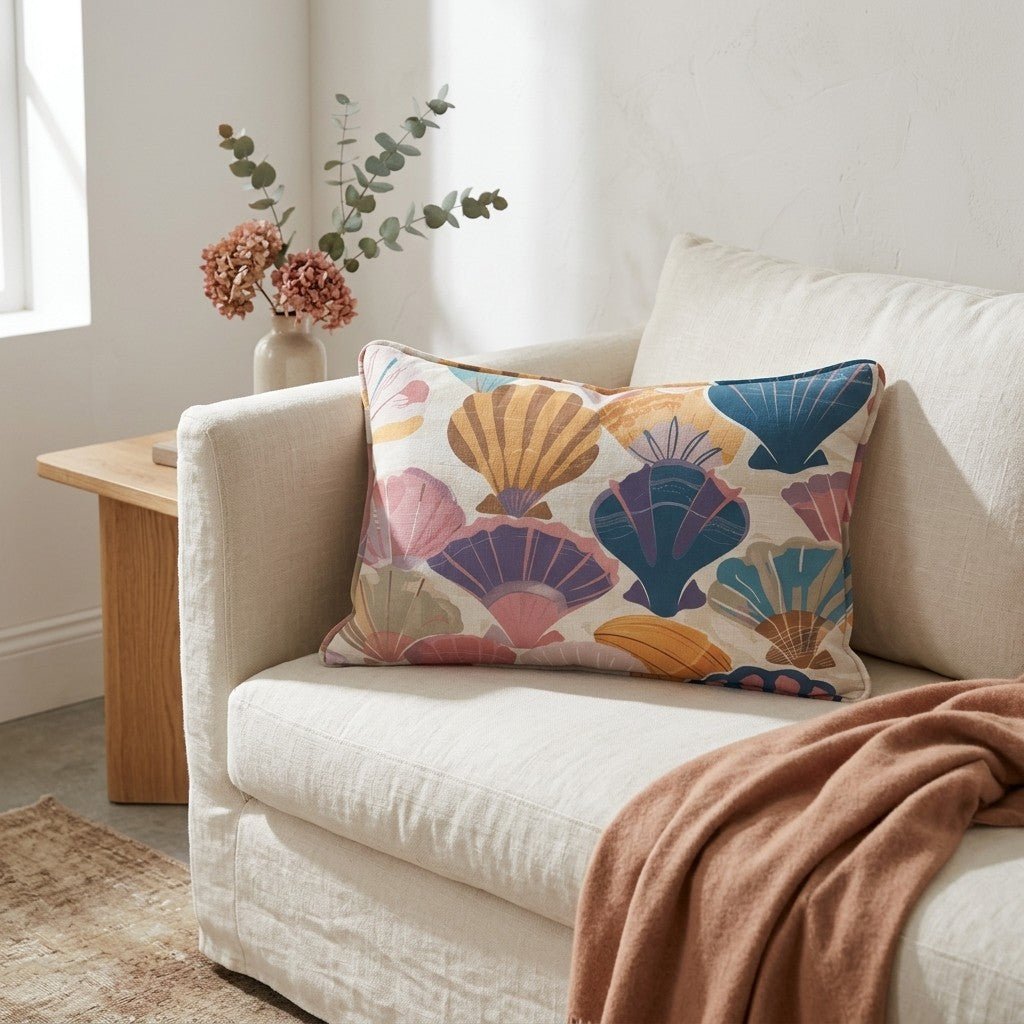 Seraphina's Seashell Sonata Throw Pillow - Lemon Park