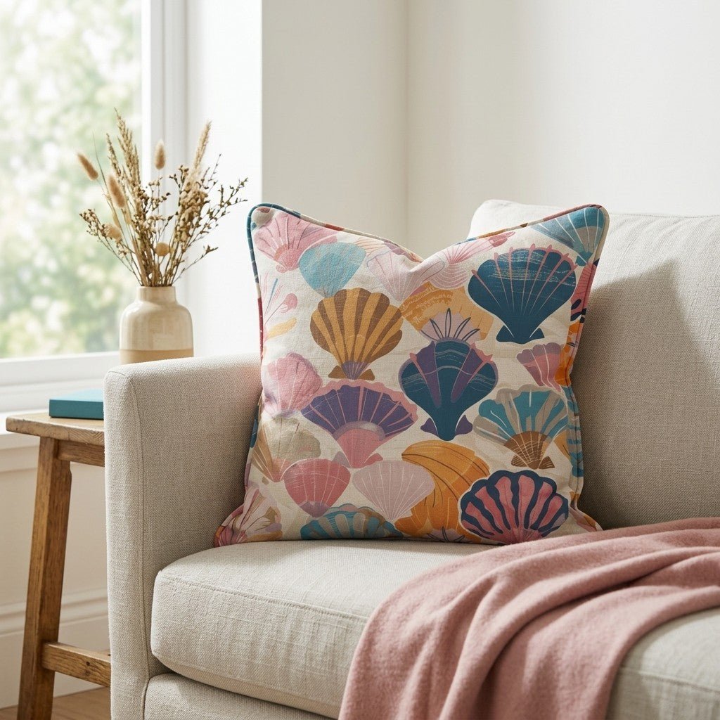 Seraphina's Seashell Sonata Throw Pillow - Lemon Park