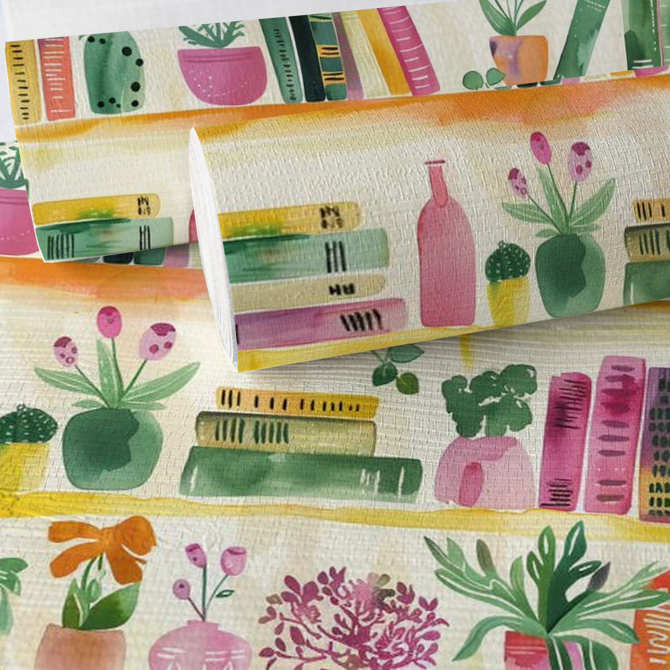 Shelfie Faux Grasscloth Wallpaper - Lemon Park