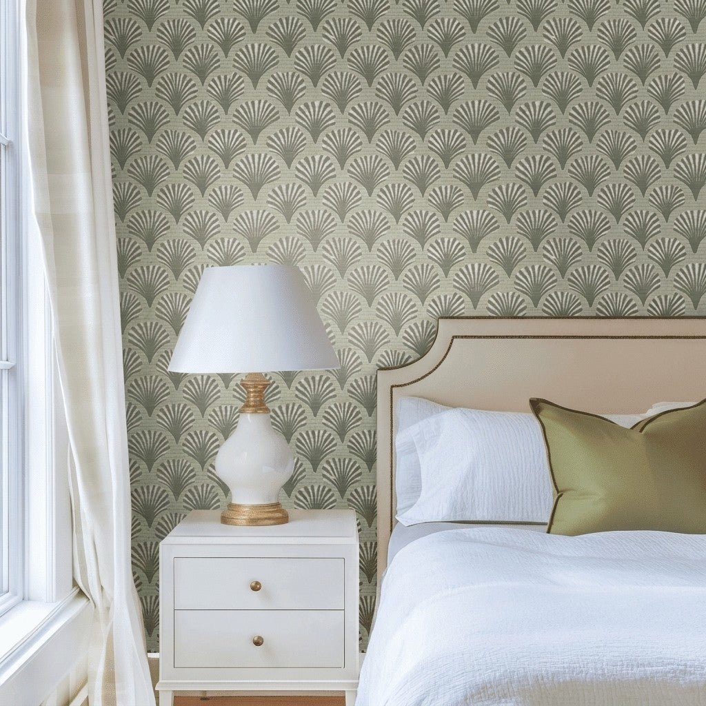 Shell House Faux Grasscloth Wallpaper - Lemon Park