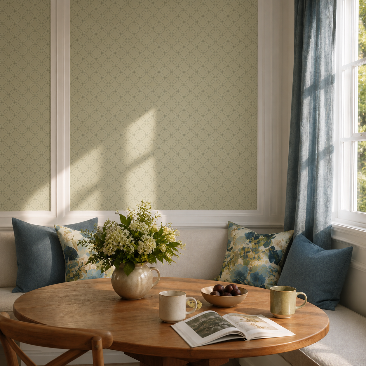 The Silk Garden Sage Diamond Wallpaper