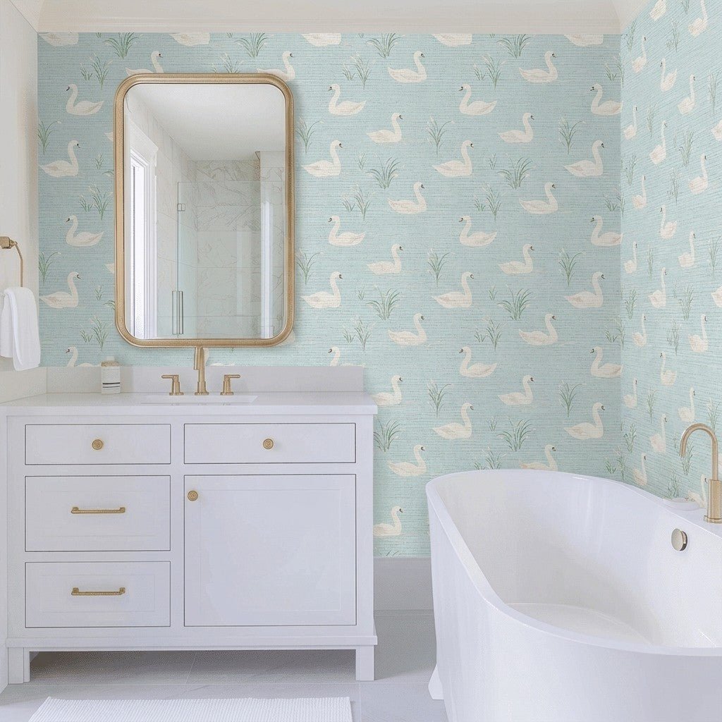 Silver Pond Faux Grasscloth Wallpaper - Lemon Park