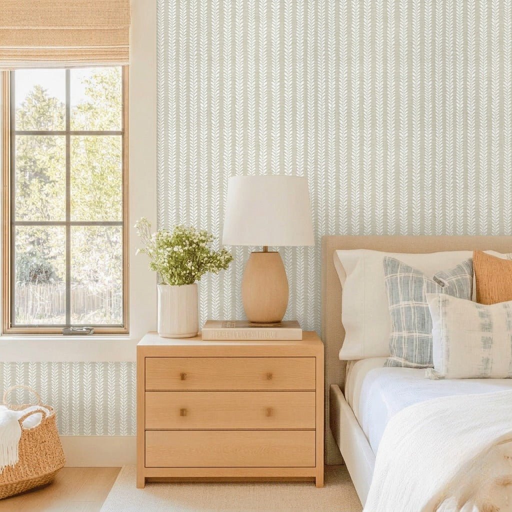 Skinny Sprig Faux Grasscloth Wallpaper - Lemon Park