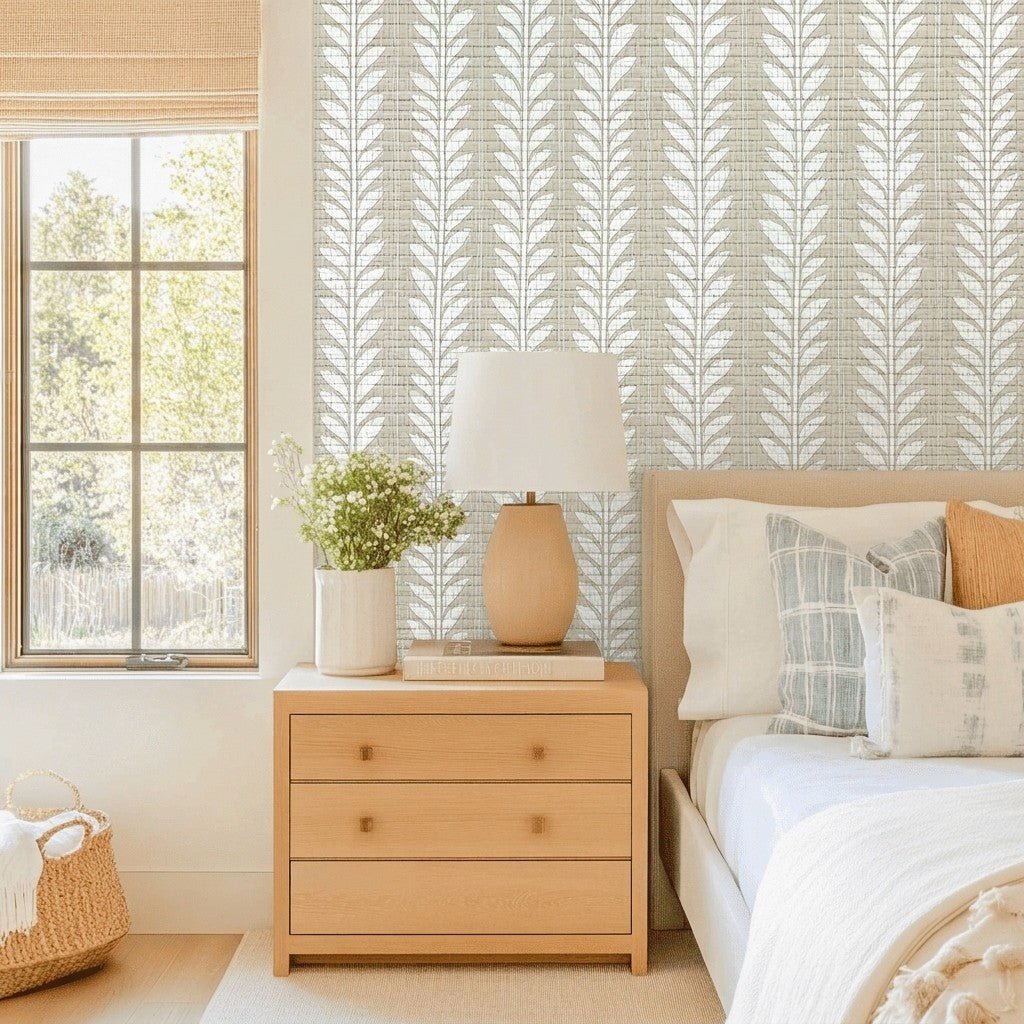 Skinny Sprig Faux Grasscloth Wallpaper - Lemon Park