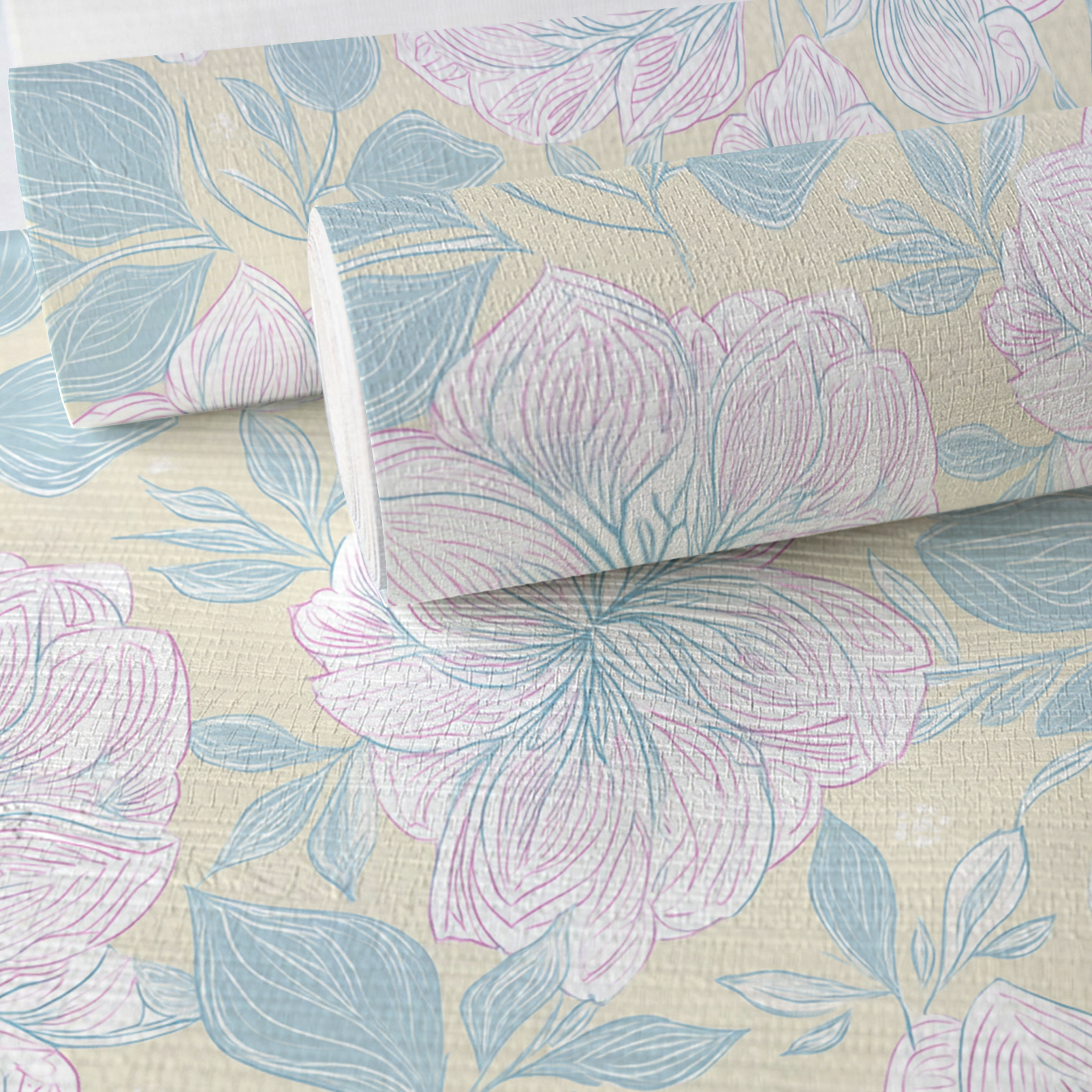 Skipping Through Flowers Faux Grasscloth Wallpaper
