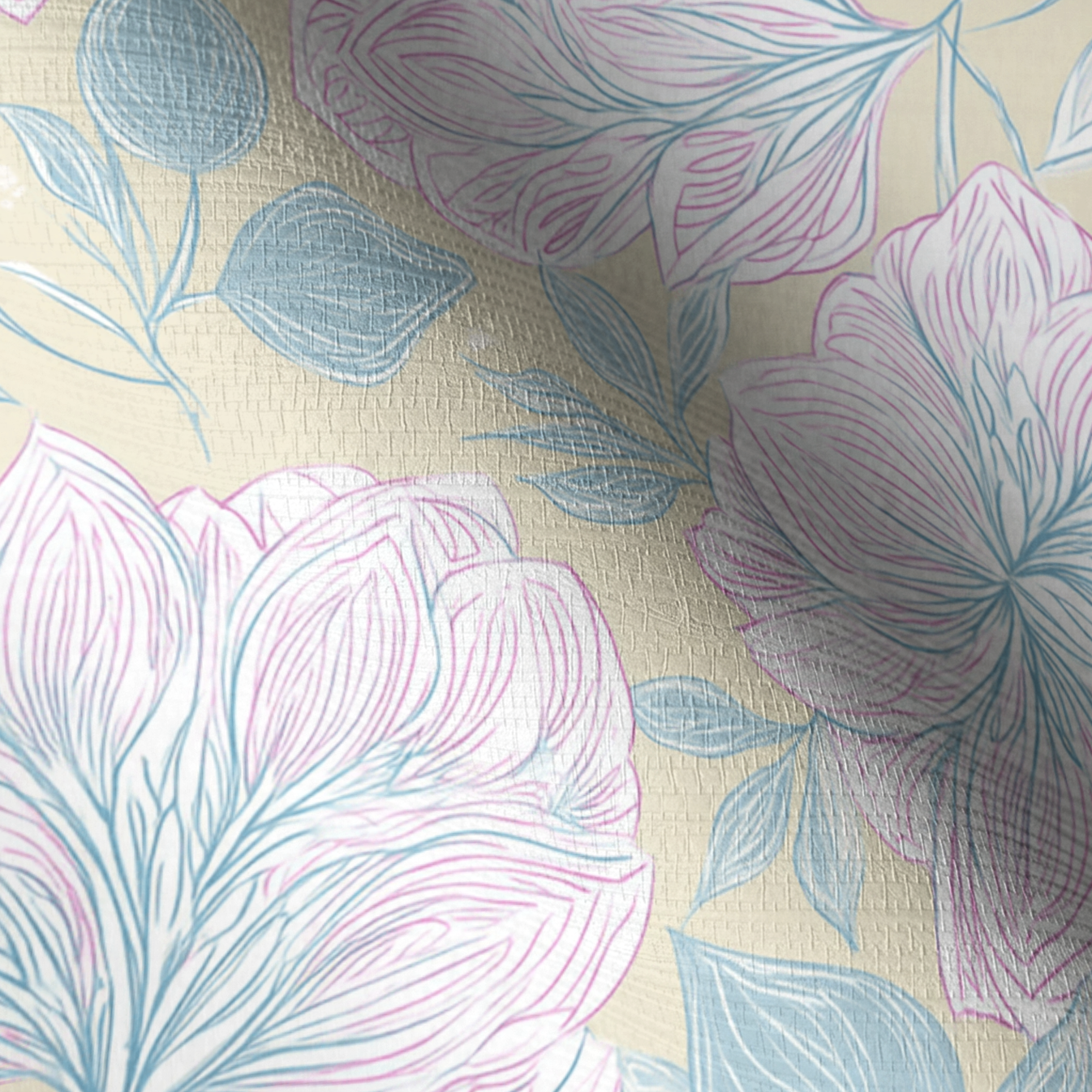 Skipping Through Flowers Faux Grasscloth Wallpaper