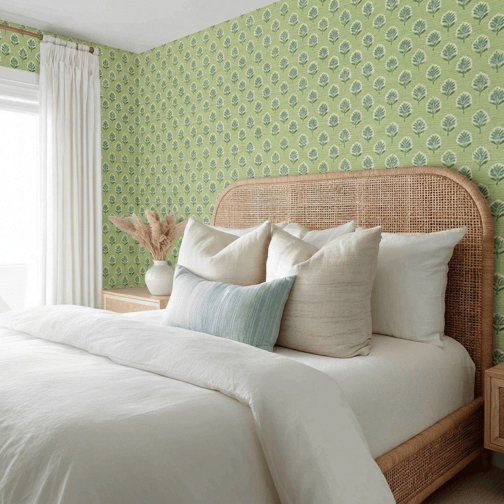 Skye Faux Grasscloth Wallpaper - Lemon Park