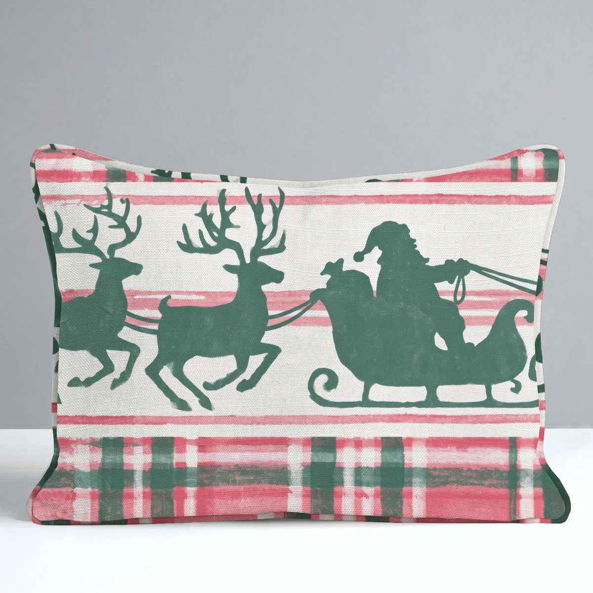Sleigh Bells Plaid Throw Pillow - Lemon Park
