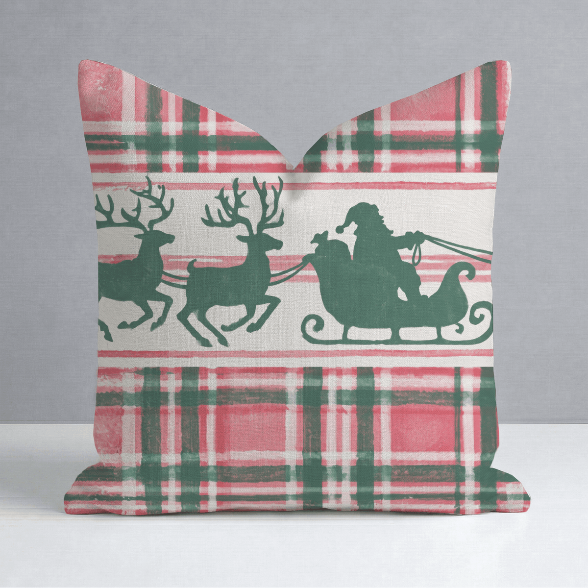 Sleigh Bells Plaid Throw Pillow - Lemon Park