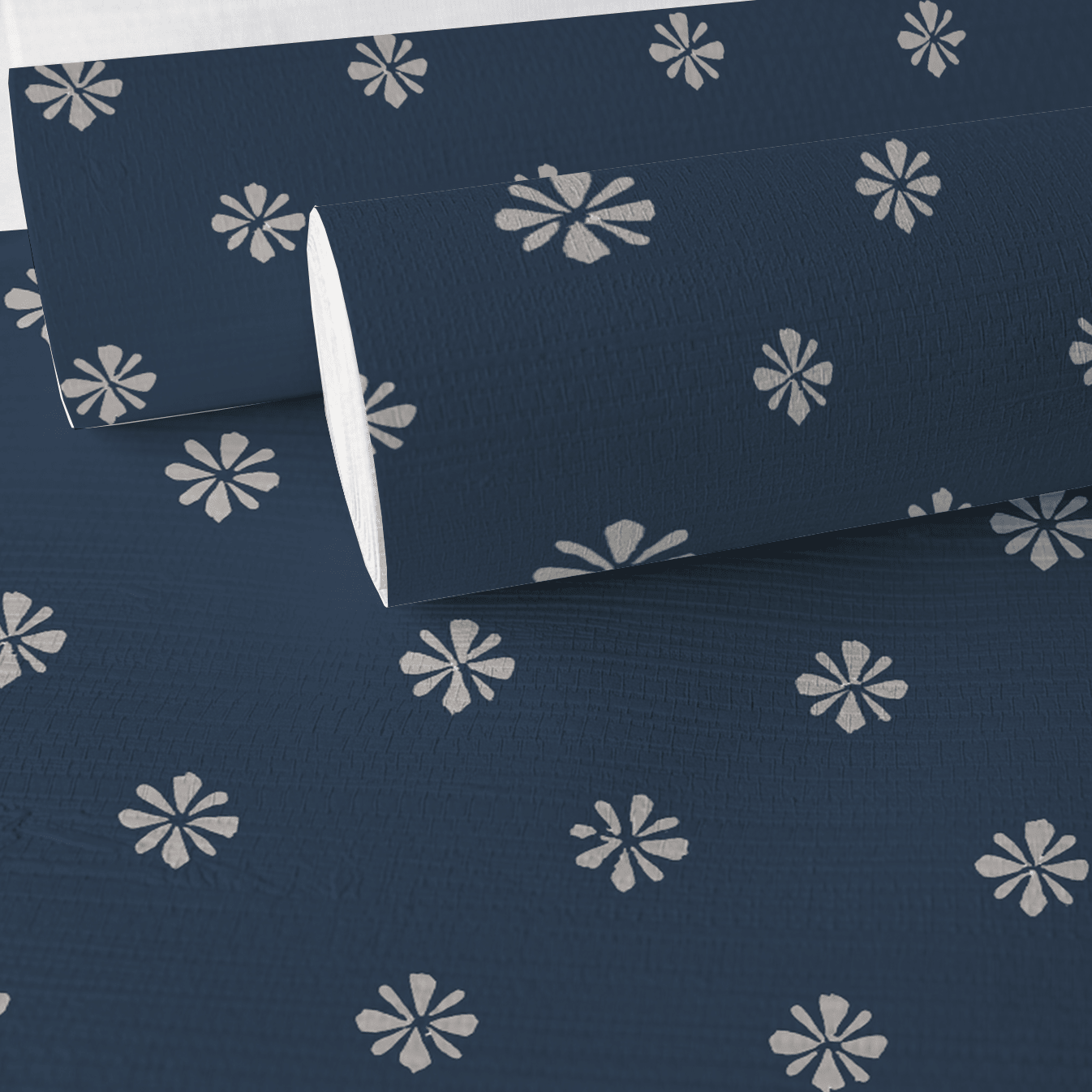 Small Flower Faux Grasscloth Wallpaper - Lemon Park