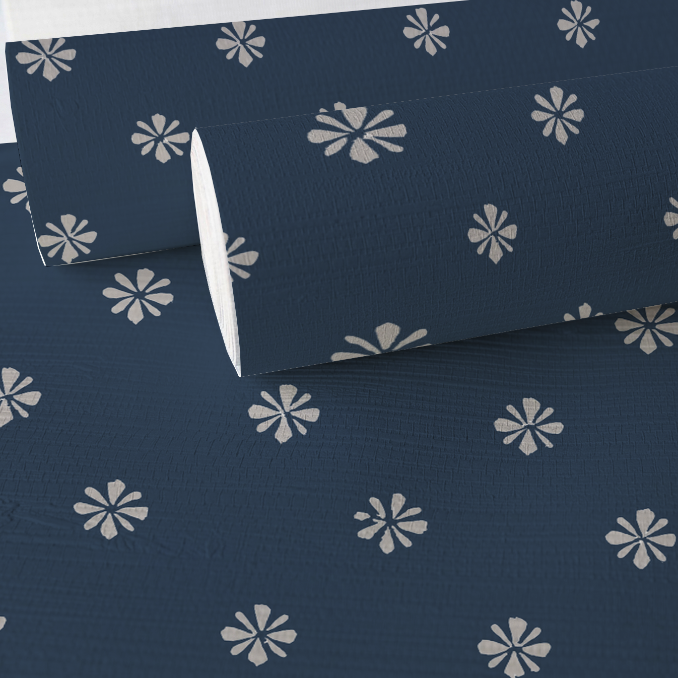 Small Flower Faux Grasscloth Wallpaper