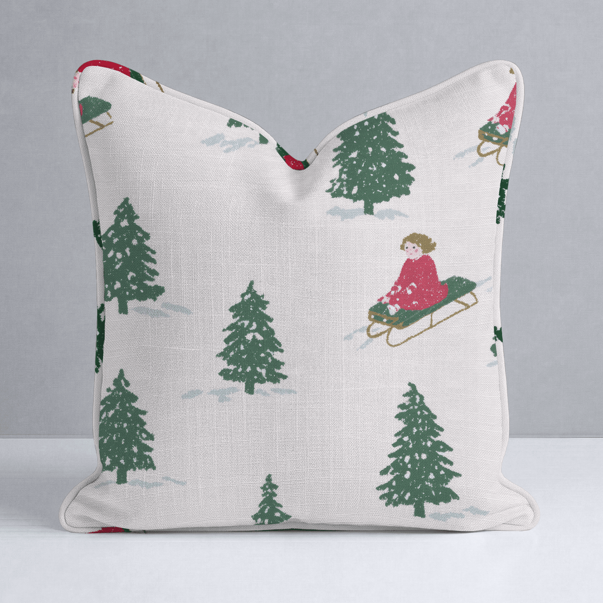 Snow Day Sledding Throw Pillow - Lemon Park