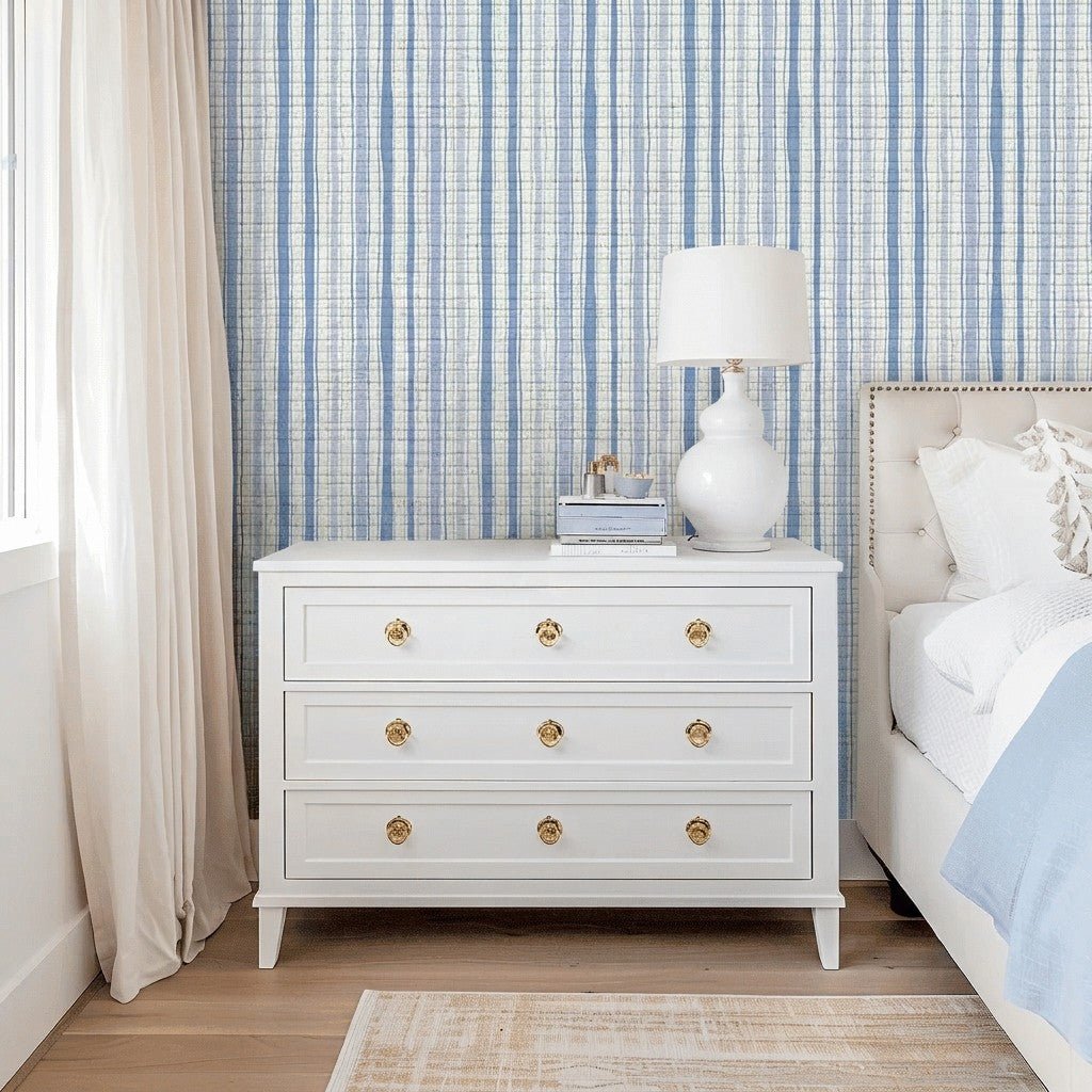 Snowcone Stripes Faux Grasscloth Wallpaper - Lemon Park