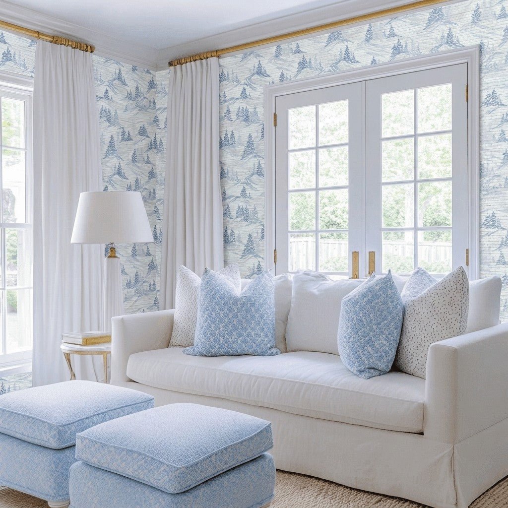 Snowy Slopes Faux Grasscloth Wallpaper - Lemon Park